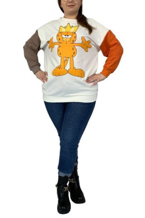 Oversizeowa Bluza Dresowa Garfield Plus Size Biała Uni