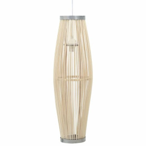 Lampa wisząca, biała, wiklinowa, 40 W, 27x68 cm, owalna, E27