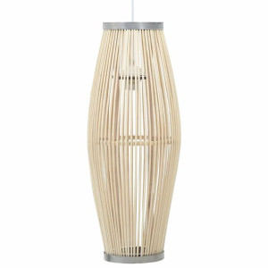 Lampa wisząca, biała, wiklinowa, 40 W, 23x55 cm, owalna, E27