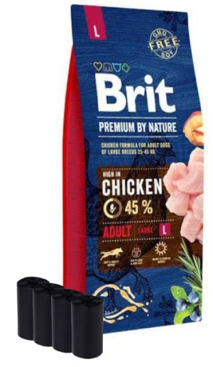 BRIT Premium By Nature Adult L 15kg + Woreczki na odchody (4x20szt)