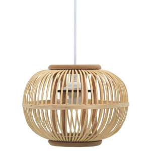 Lampa wisząca, wiklinowa, 40 W, 30x22 cm, kulista, E27