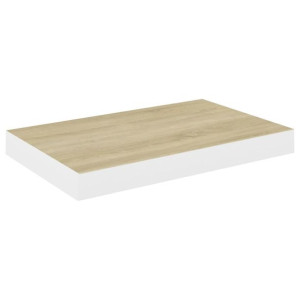 Półka ścienna, dębowo-biała, 40 x 23 x 3,8 cm, MDF