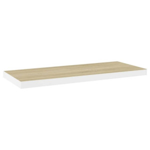 Półka ścienna, dębowo-biała, 80x23,5x3,8 cm, MDF