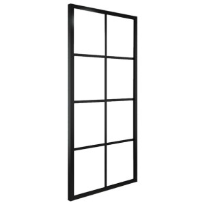 Drzwi przesuwne, aluminium i szkło ESG, 76x205 cm, czarne