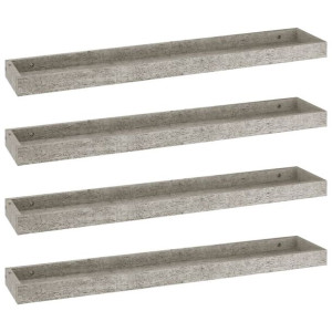 Półki ścienne Loggia, 4 szt., szarość betonu, 80x15x4 cm, MDF