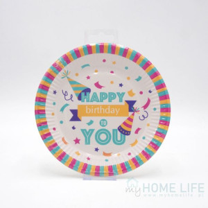 Talerzyki urodzinowe Happy Birthday 18cm 6 sztuk