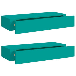Półki ścienne z szufladą, 2 szt., niebieski, 60 x 23,5 x 10 cm, MDF