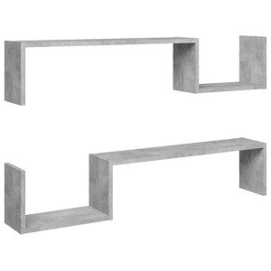 Półki ścienne, 2 szt., szarość betonu, 100x15x20 cm, płyta
