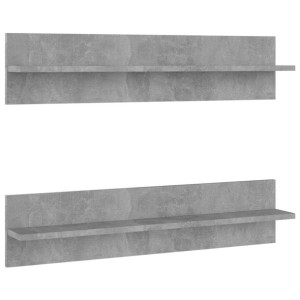 Półki ścienne, 2 szt., szarość betonu, 80x11,5x18 cm, płyta