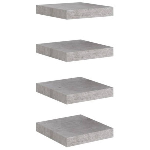 Półki ścienne, 4 szt., szarość betonu, 23 x 23,5 x 3,8 cm, MDF