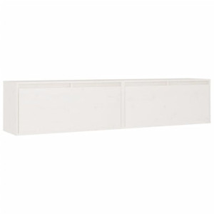 Szafki ścienne, 2 szt., białe, 80x30x35 cm lite drewno sosnowe