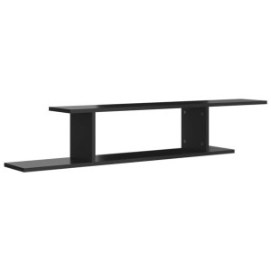 Wisząca szafka pod TV, czarna z połyskiem, 125x18x23 cm, płyta