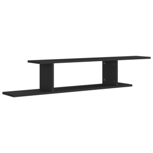 Wisząca szafka pod TV, czarna, 125x18x23 cm, płyta wiórowa