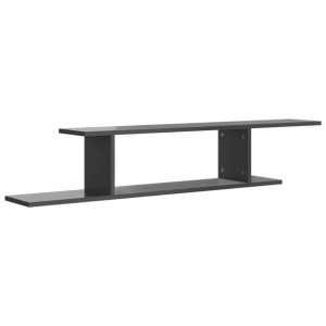 Wisząca szafka pod TV, szara z połyskiem, 125x18x23 cm, płyta