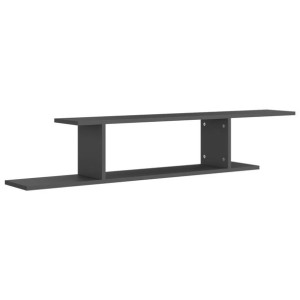 Wisząca szafka pod TV, szara, 125x18x23 cm, płyta wiórowa