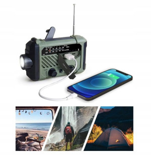 Radio Przenośne Solarne Fm Sos Latarka Powerbank