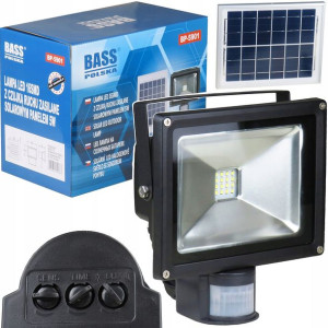 Lampa Halogen Led 20w + Panel Solarny Czujka Ruchu