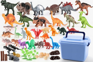 Mega Duży Zestaw Figurki Dinozaury 52 Szt Pojemnik