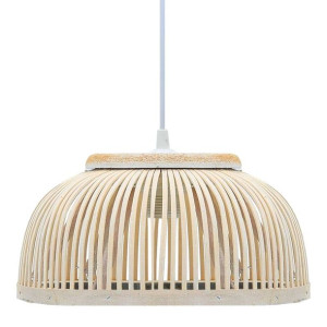 Lampa wisząca, bambusowa, 40 W, 34x14,5 cm, półkolista, E27