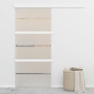 Drzwi przesuwne, szkło ESG i aluminium, 102,5x205 cm, srebrne