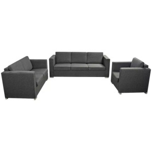 Komplet wypoczynkowy 3+2+1 ciemnoszary materiał