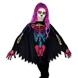 Ponczo Kolorowy Szkielet Szkieletor Halloween