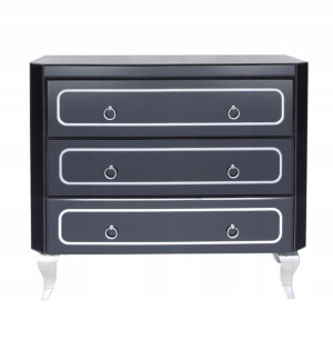 Komoda z czarnego szkła Glamour Marina Black