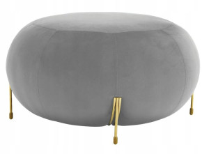 Wytworna szara pufa Glamour Royan 80cm złote nóżki
