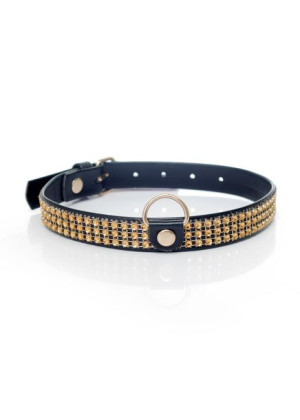 Fetish Boss Series Collar With Crystals 2 Cm Gold