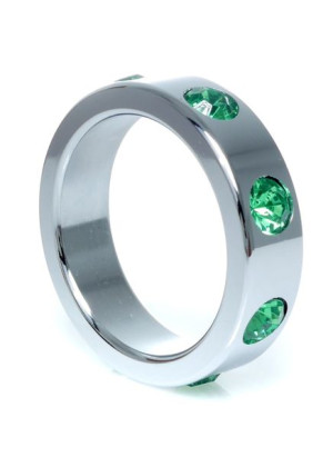 Pierścień-metal Cock Ring With Green Diamonds Large