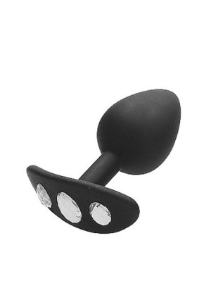 Large Diamond Butt Plug With Handle - Black
