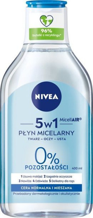 Nivea Płyn micelarny do demakijażu do cery normalnej i mieszanej 5 w 1 400m