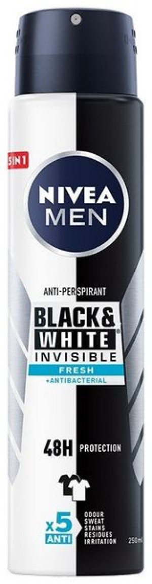 Nivea Antyperspirant Black&White Invisible Fresh spray męski 250ml