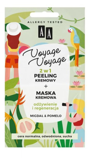 AA Voyage Voyage Peeling kremowy + Maska kremowa 2w1 Migdał i Pomelo 2x5ml