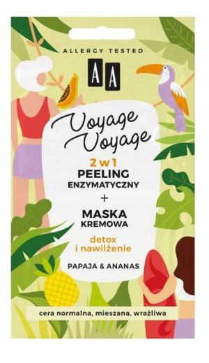 AA Voyage Voyage Peeling enzymatyczny + Maska kremowa 2w1 Papaja i Ananas 2