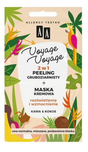 AA Voyage Voyage Peeling gruboziarnisty + Maska kremowa 2w1 Kawa i Kokos 2x