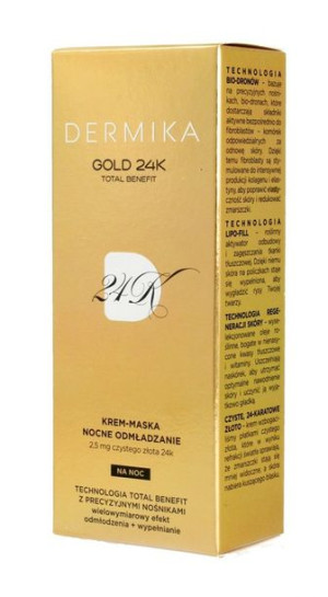 Dermika Gold 24k Total Benefit Krem-maska nocne odmładzanie 50ml