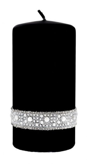 ARTMAN Świeca ozdobna Crystal Pearl - walec średni czarny 1szt