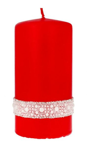 ARTMAN Świeca ozdobna Crystal Pearl - walec średni czerwony 1szt