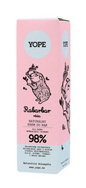 YOPE Naturalny Krem do rąk RABARBAR I RÓŻA 50ml
