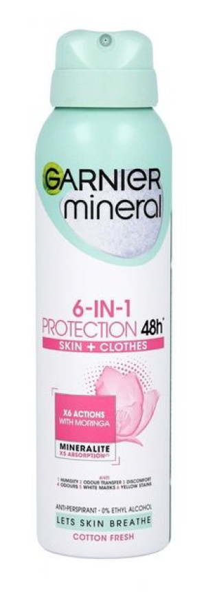 Garnier Mineral Dezodorant spray 6in1 Protection 48h Cotton Fresh - Skin+Cl