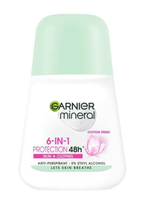 Garnier Mineral Dezodorant roll-on 6in1 Protection 48h Cotton Fresh - Skin+