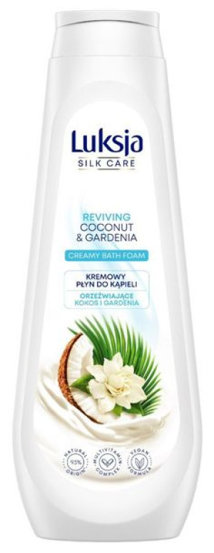 Luksja Silk Care Kremowy Płyn do kąpieli - Orzeźwiające Kokos i Gardenia 90