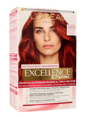 Loreal Excellence Creme Krem koloryzujący 6.66 Intensywna Czerwień 1op.