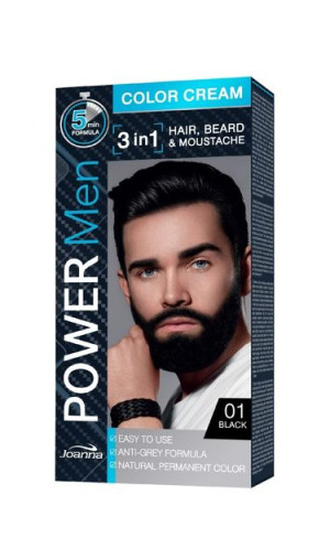 Joanna Power Men Color Cream Farba do włosów 3in1 dla mężczyzn nr 01 Black