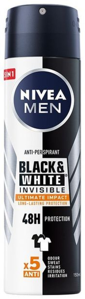 Nivea Men Dezodorant BLACK& WHITE INVISIBLE Ultimate Impact 5in1 spray 150m