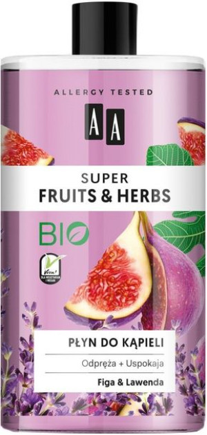 AA Super Fruits & Herbs Płyn do kąpieli odprężająco uspokajający Figa i Law