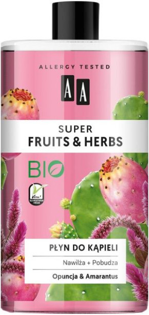 AA Super Fruits & Herbs Płyn do kąpieli nawilżająco pobudzający Opuncja i A