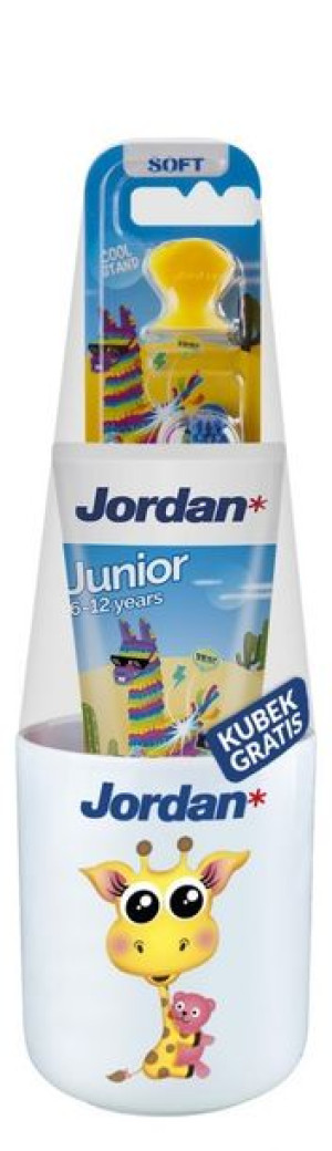 Jordan Junior Zestaw (Pasta do zębów dla dzieci 6-12 lat 50ml+szczoteczka+k