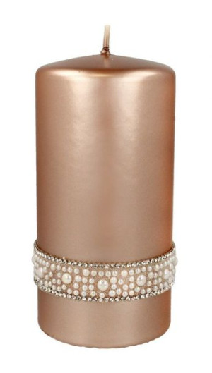ARTMAN Świeca ozdobna Crystal Opal Pearl rose gold - walec średni 1szt
